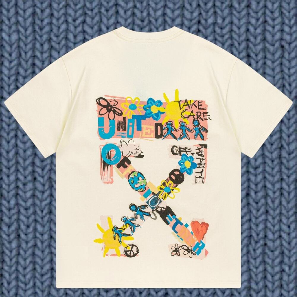 Off-white Men's Cream Short Sleeve T-Shirt